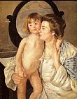 Mirror Canvas Paintings - Mother And Child Aka The Oval Mirror